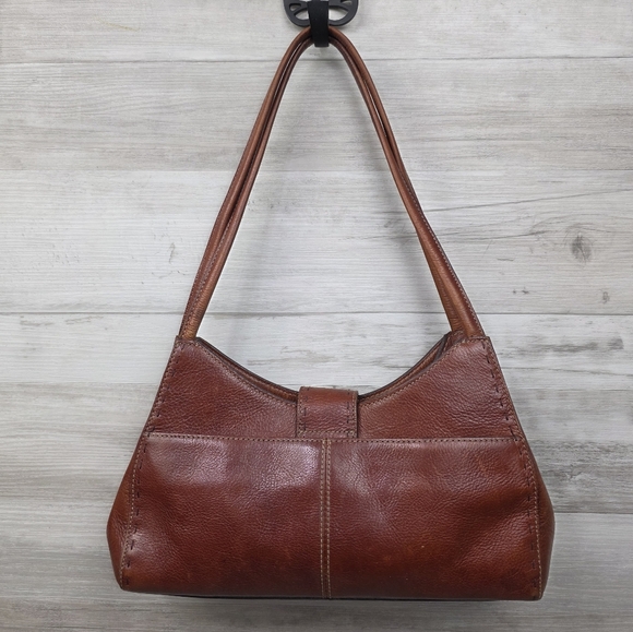 Vintage FOSSIL Red Brown Leather Shoulder Bag ZB9094 - Picture 8 of 16